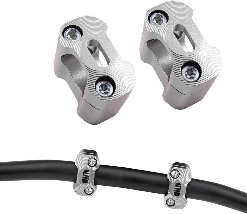 Adsspro Universal Motorcycle 1-1/8"(28mm) 7/8" (22mm) CNC Aluminum Handlebar Handle Risers Adjustable Fat Bar Mount Clamps For EXC KLX KXF YZF CRF XR SX SXF YZ Motorbike Dirt Pit Bike (silver) - Image 4